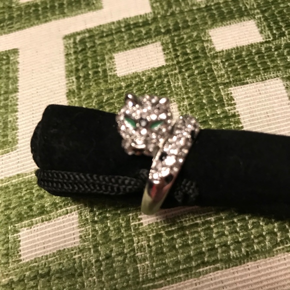 Jewelry - Crystal Silver Pave Panther Ring